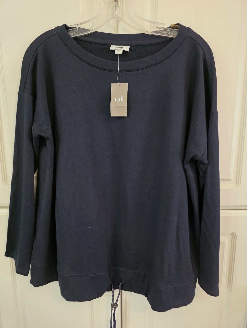 J. Jill Navy Crewneck Pullover Sweatshirt Size Large Petite- NWT